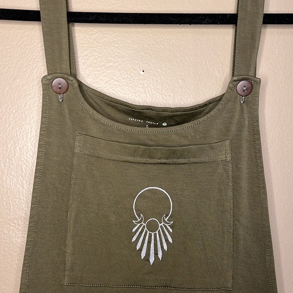 Purusha People Lady of the Cosmos olive green soft overalls - size L - Picture 9 of 16